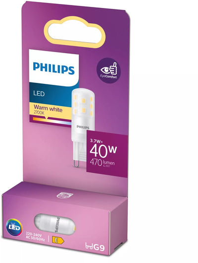 Philips LED-Energiesparkapsel transparent – 40 W – G9 – warmweißes Licht – Energiekosten sparen