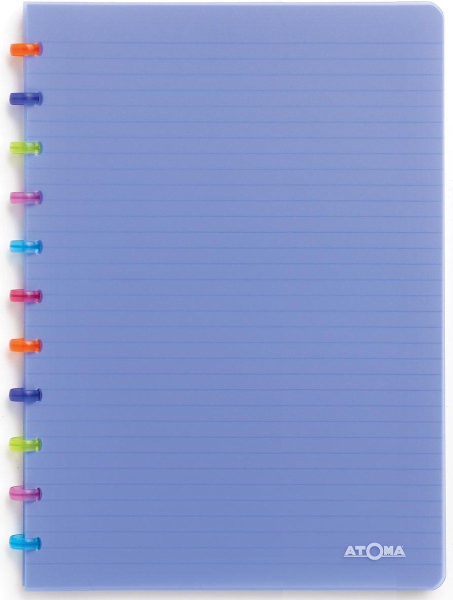 Atoma atome Tutti-Frutti-Heft - A4 - 144 Seiten - liniertes Papier - transparent blau