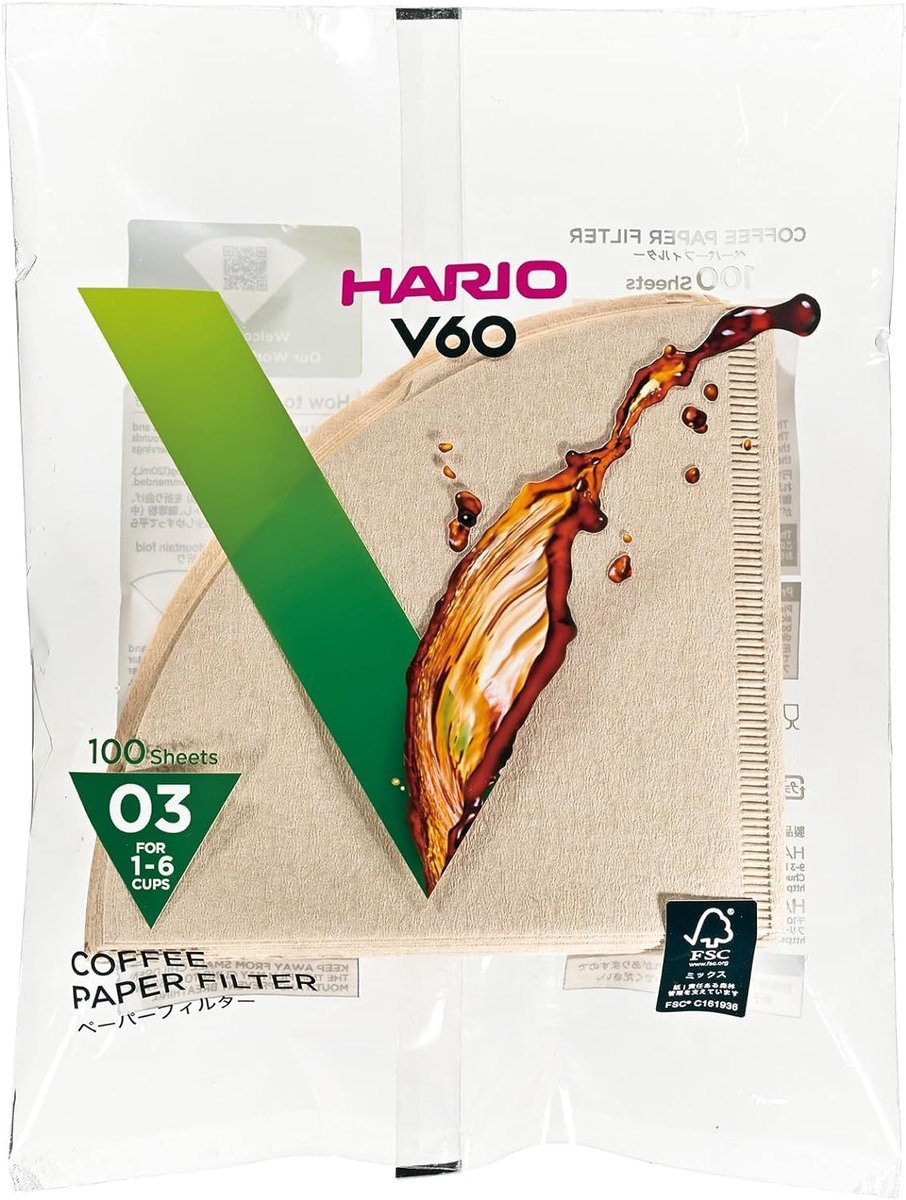 Hario v60 Kaffeefilter – Größe 03 – Braun – 100 Stück