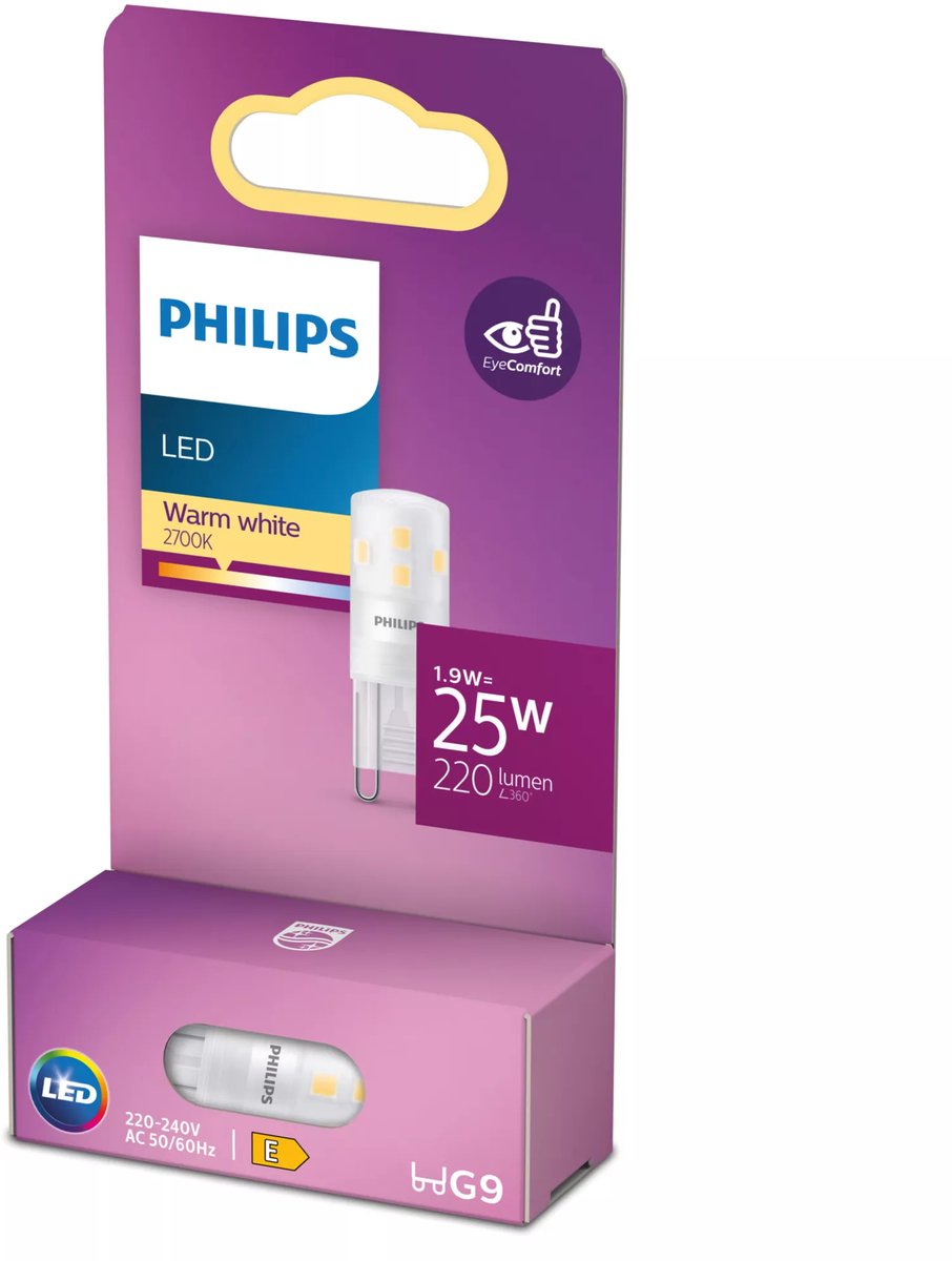 Philips LED-Energiesparkapsel transparent – 25 W – G9 – warmweißes Licht – Energiekosten sparen