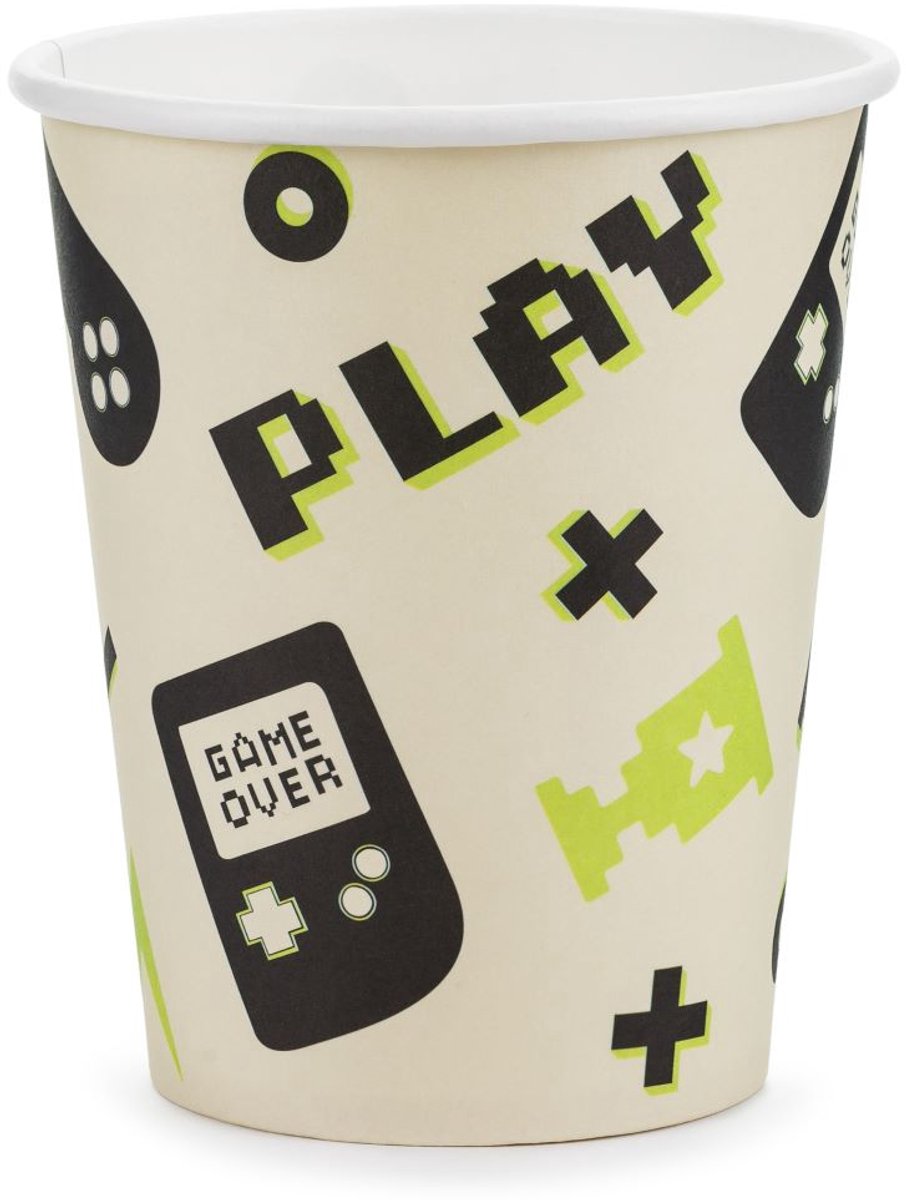 Partydeco 6 Pappbecher Press Play 220ml