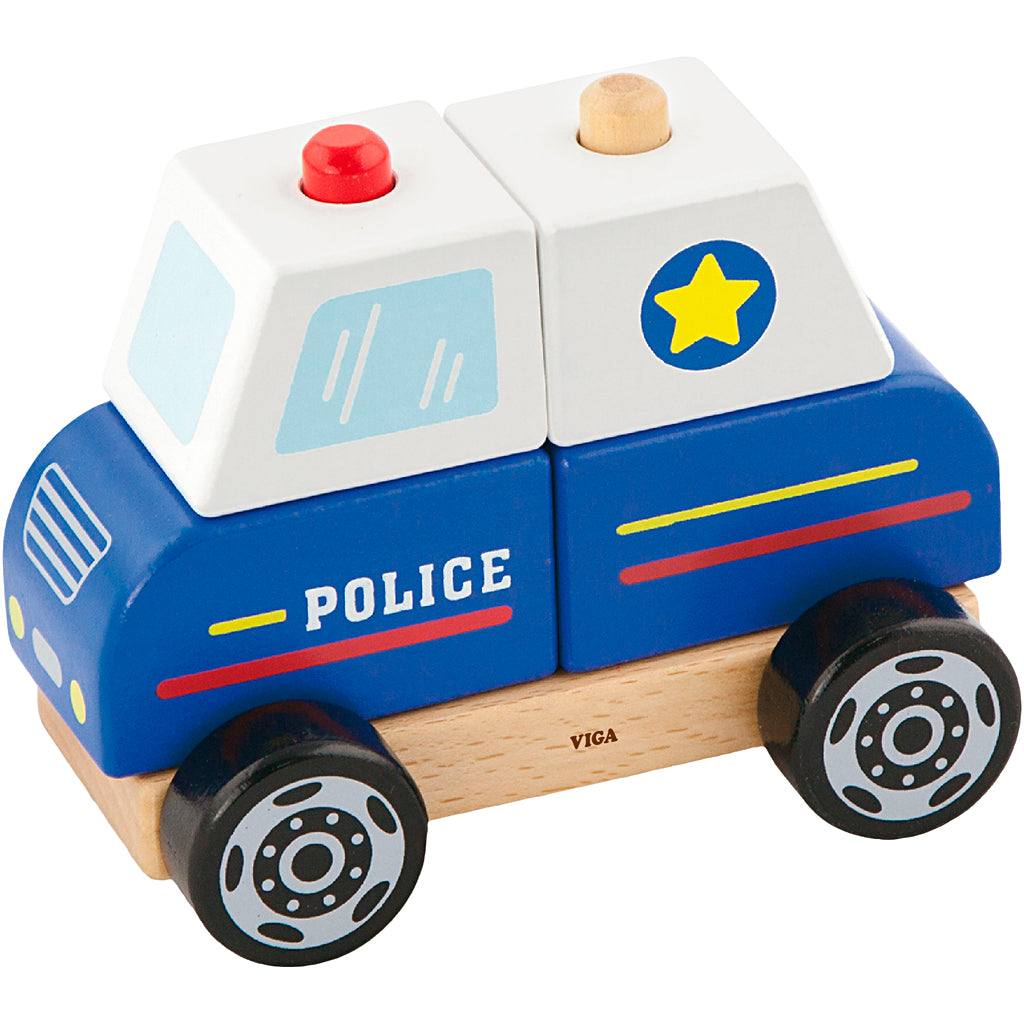 Viga Polizeiauto-Spielzeug aus Holz, Polizeiauto, Maße 13x10x8 cm, 1 Stück
