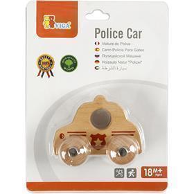Viga kleines Polizeiauto aus Holz, Polizeiauto, Maße 9x7,5 cm, 1 Stück