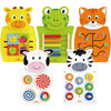 Viga Aktivitätsbrett, Kuh, Katzen, Frosch, Zebra und Giraffe, Maße 36x55x3,5 cm, 5 Teile 1 Box