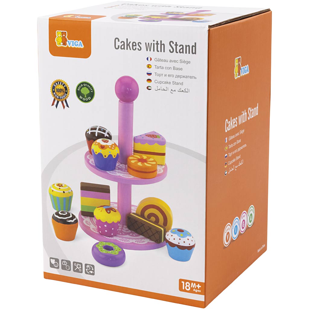 Viga Cupcakes mit Tortenständer, Größe 25,5 cm, 1 Set