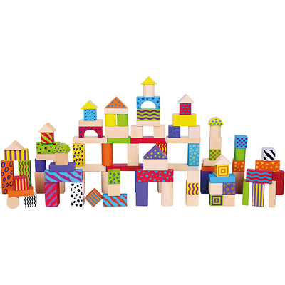 Viga Holzklötze mit Muster, Größe 3 cm, verschiedene Farben, 100 Teile 1 Set