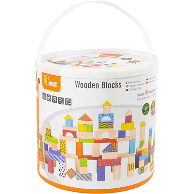Viga Holzklötze mit Muster, Größe 3 cm, verschiedene Farben, 100 Teile 1 Set