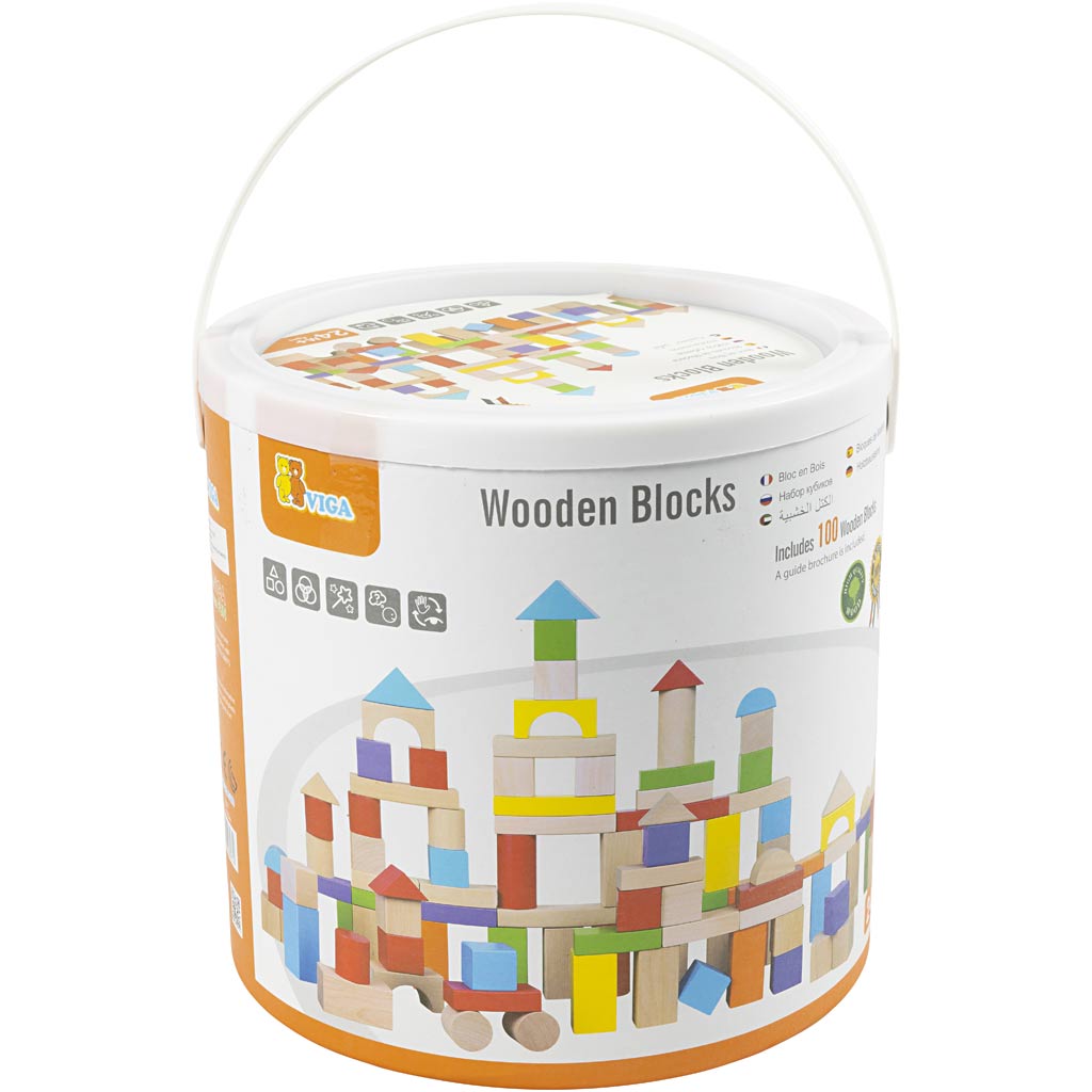 Viga Holzklötze, Größe 3 cm, 100 Teile 1 Box