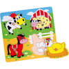 Viga Holzknopfpuzzle, Bauernhoftiere, Größe 22x22 cm, 4 Teile, 1 Stück
