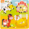 Viga Holzknopfpuzzle, Bauernhoftiere, Größe 22x22 cm, 4 Teile, 1 Stück