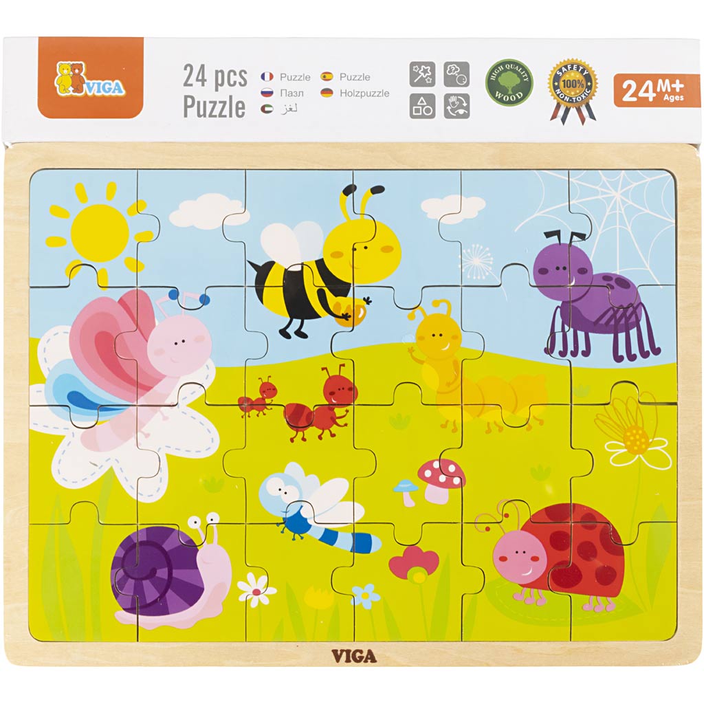 Viga Holzpuzzle, Größe 30x22,5 cm, 24 Teile, 1 Stück