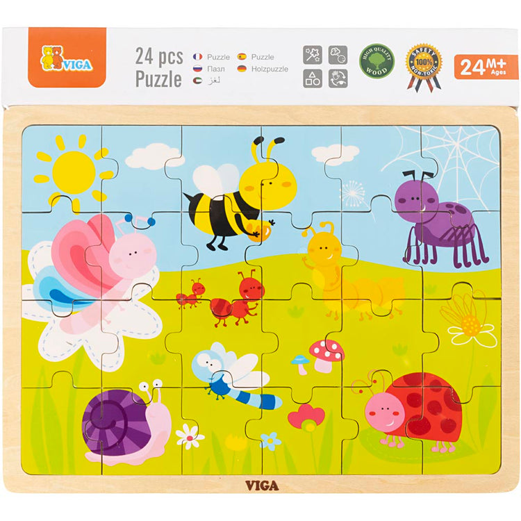 Viga Holzpuzzle, Größe 30x22,5 cm, 24 Teile, 1 Stück