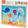 Viga Holzpuzzle, Meerestiere, Größe 30x22,5 cm, 24 Teile, 1 Stück