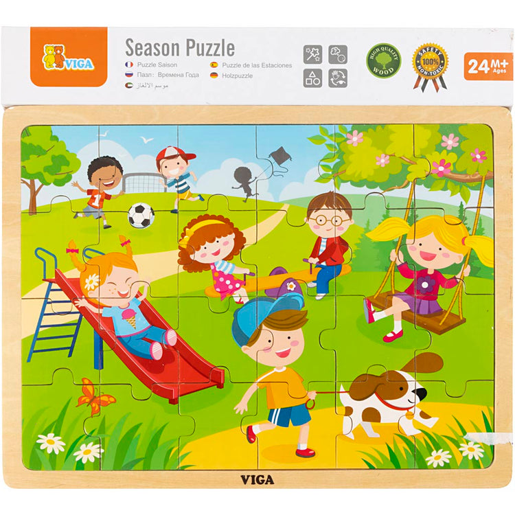 Viga Jahreszeiten Holzpuzzle, Die Jahreszeiten, Frühling, Größe 30x22,5 cm, 24 Teile, 1 Stück