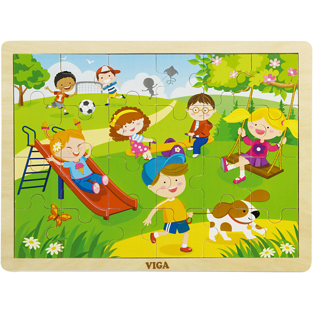 Viga Jahreszeiten Holzpuzzle, Die Jahreszeiten, Frühling, Größe 30x22,5 cm, 24 Teile, 1 Stück