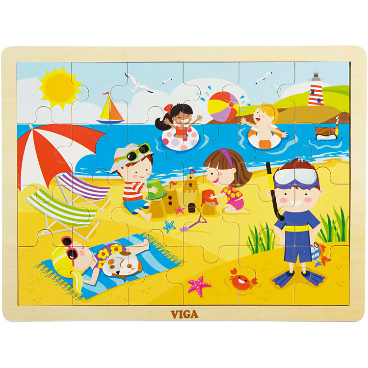 Viga Jahreszeiten Holzpuzzle, Die Jahreszeiten, Sommer, Größe 30x22,5 cm, 24 Teile, 1 Stück