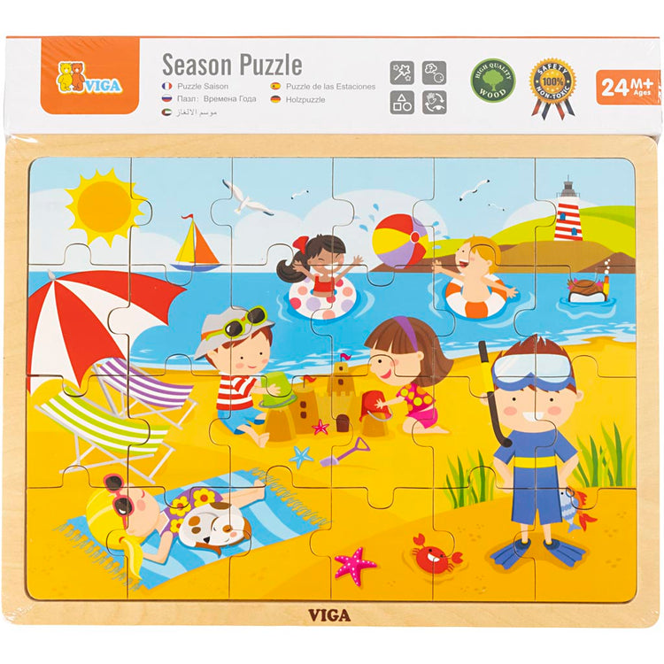 Viga Jahreszeiten Holzpuzzle, Die Jahreszeiten, Sommer, Größe 30x22,5 cm, 24 Teile, 1 Stück