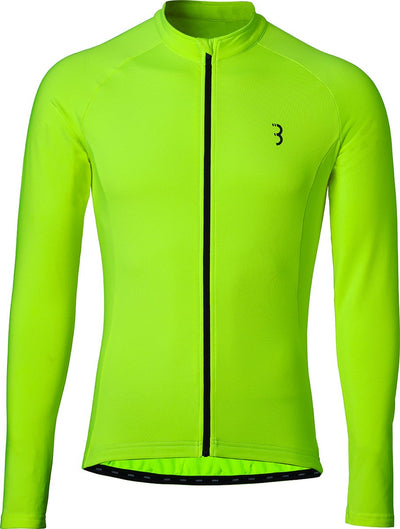 BBB Cycling Transition Langarm-Fahrradshirt Herren und Damen – 10–15 °C – MTB- und Radsport-Shirt mit 3 Rückentaschen – neongelb