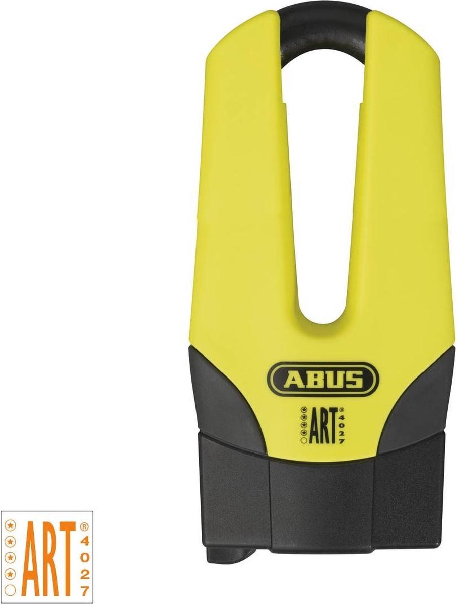 Abus Motorradschloss Scheibenbremsschloss - 37 60 Granit™ Quick Maxi + Mini - Sicherheitsstufe 15 - Art-4 Gelb - geeignet für Motorräder - Roller