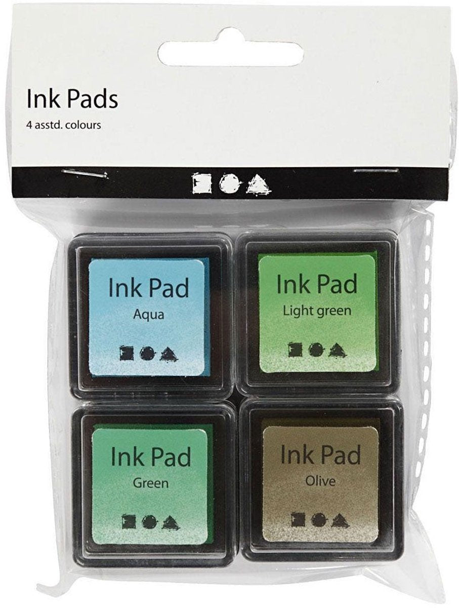 Creativ Company Stamp Ink Groen Tinten Olive Aqua, 4st.