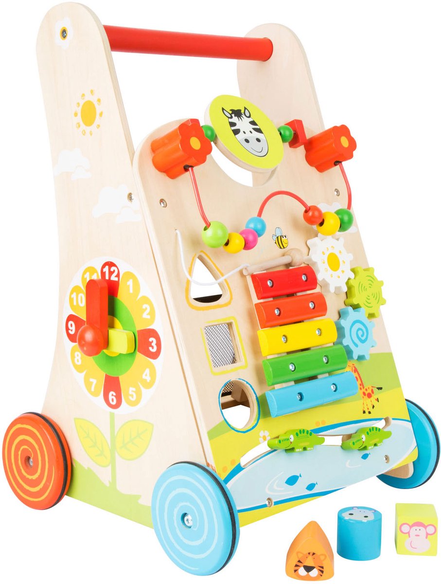 Kleiner Fuß Holz Baby Walker farbenfroh