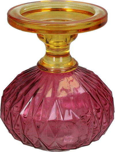 HD Collection Kerzenhalter aus Glas, mehrfarbig, 13,5 x 13,5 x 15 cm