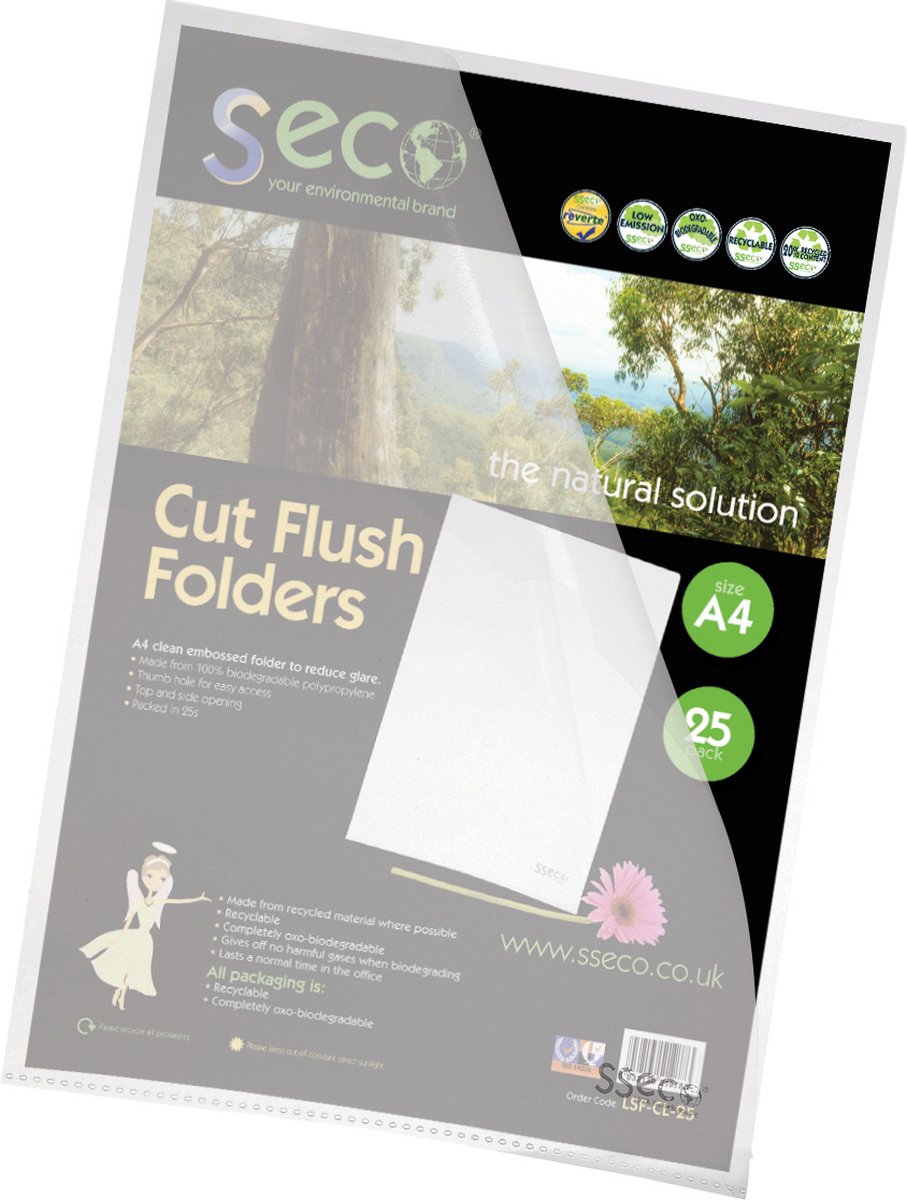 Seco L-Ordner A4 – transparent – PP 100 Mikron – 100 Stück – umweltfreundlich – se-lsf-cl