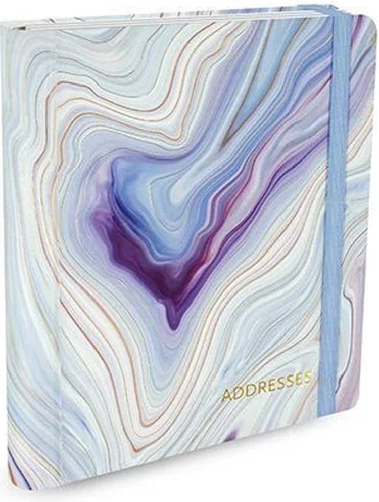 Peter Pauper Adressbuch groß – blauer Achat – mit elastischem Verschluss – 16 x 21 cm