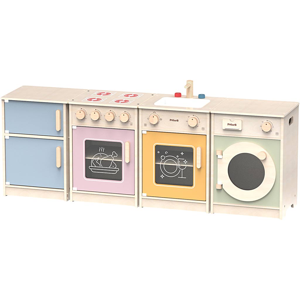 Viga Mini-Spielküche, H: 50(56,9) cm, L: 130 cm, B: 30 cm, 4 Teile 1 Box