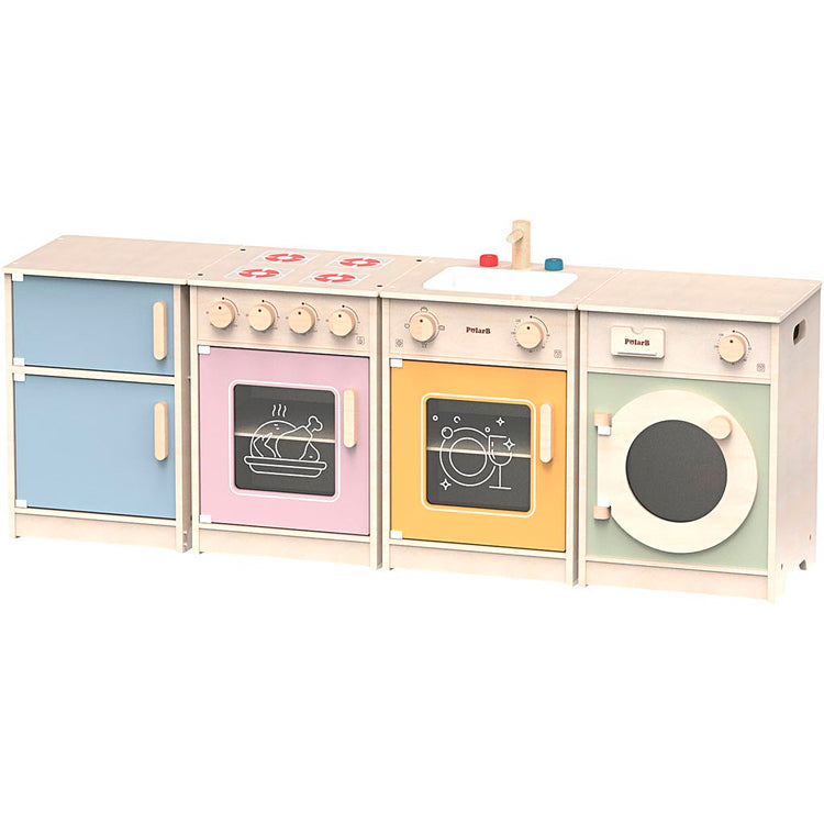 Viga Mini-Spielküche, H: 50(56,9) cm, L: 130 cm, B: 30 cm, 4 Teile 1 Box