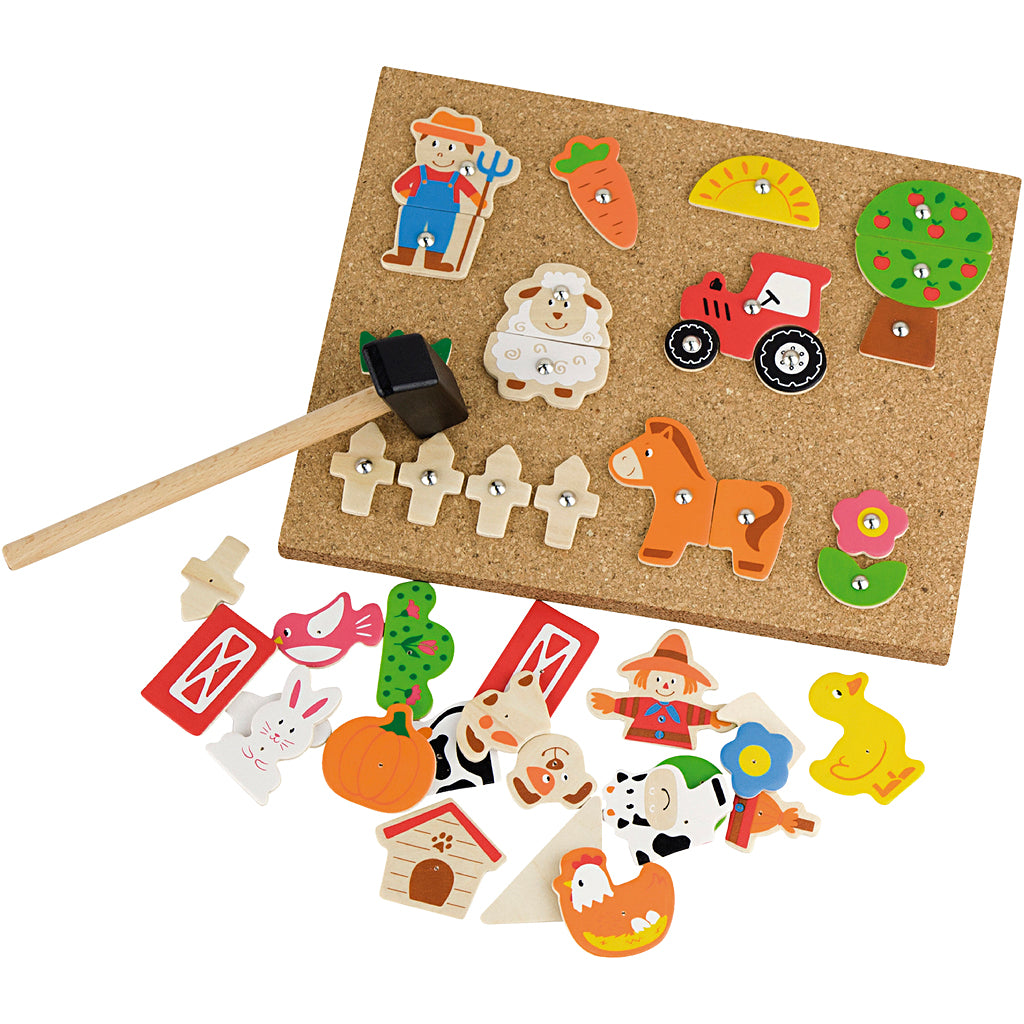 Viga Hammermosaik-Set, Bauernhof, Größe 23x18 cm, 1 Stück