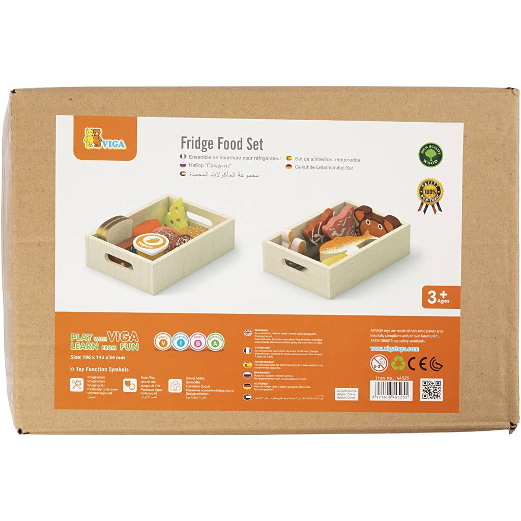 Viga Holzspielzeug Essen, L: 30 cm, B: 22 cm, 17 Teile 1 Box