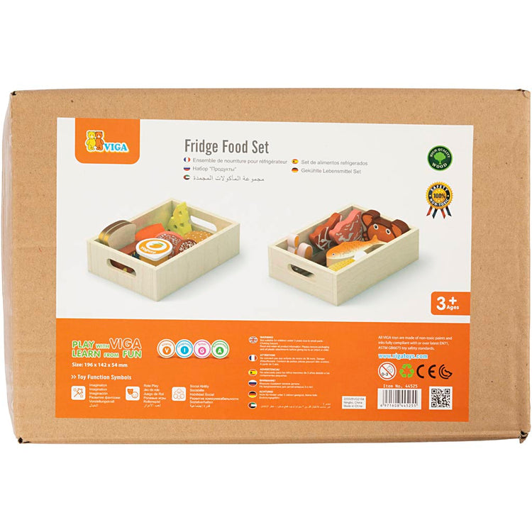 Viga Holzspielzeug Essen, L: 30 cm, B: 22 cm, 17 Teile 1 Box