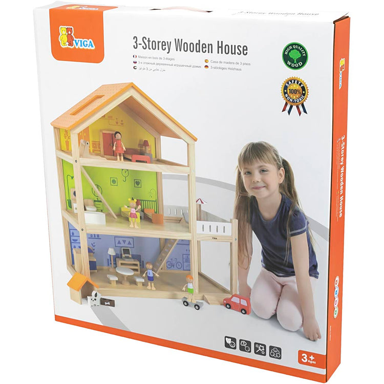 Viga Puppenhaus, H: 67 cm, T: 28 cm, B: 62 cm, 1 Stück