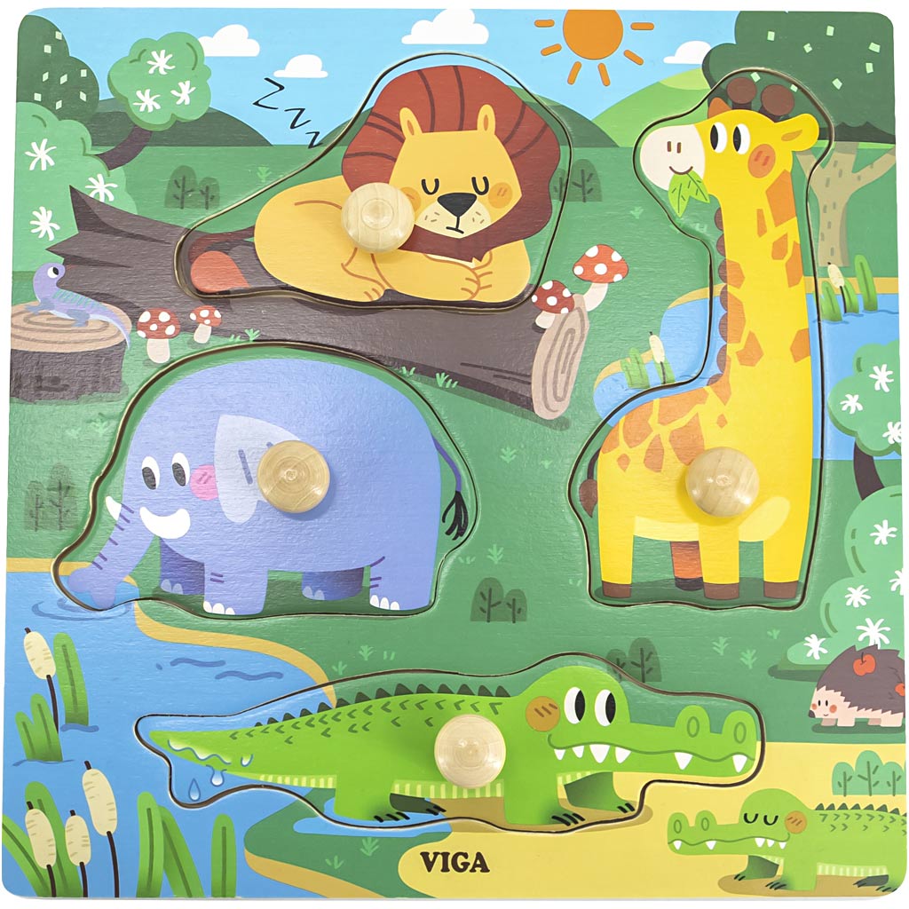 Viga-Puzzle mit Knöpfen, H: 26 mm, L: 22 cm, B: 22 cm, 1 Stück