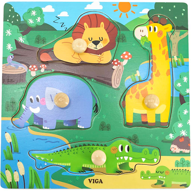 Viga-Puzzle mit Knöpfen, H: 26 mm, L: 22 cm, B: 22 cm, 1 Stück