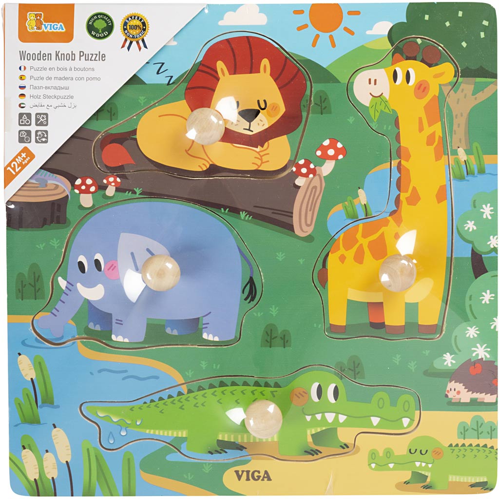 Viga-Puzzle mit Knöpfen, H: 26 mm, L: 22 cm, B: 22 cm, 1 Stück