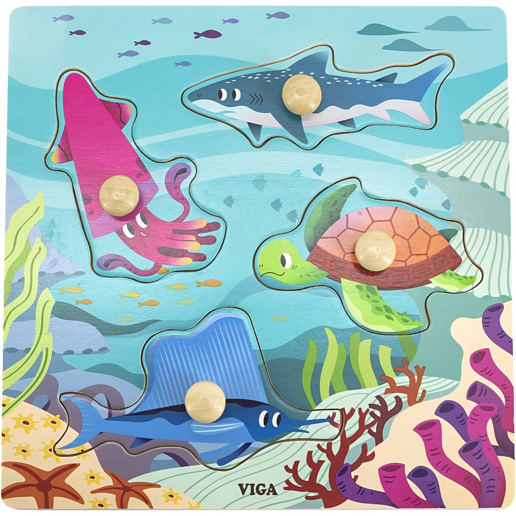Viga-Puzzle mit Knöpfen, H: 26 mm, L: 22 cm, B: 22 cm, 1 Stück