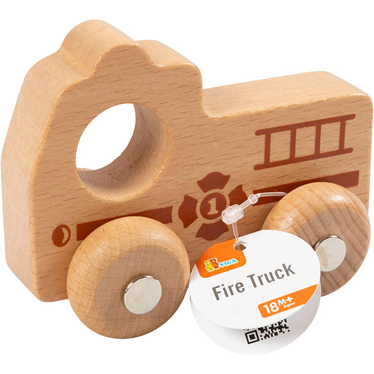 Viga Holzauto, Feuerwehrauto, H: 4,3 cm, L: 9 cm, B: 7,5 cm, 1 Stück