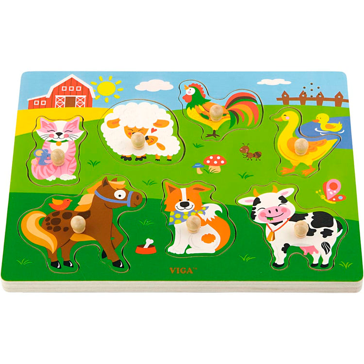 Viga Holzpuzzle mit Sound, Bauernhoftiere, Maße 33x22,5x3 cm, 1 Stück