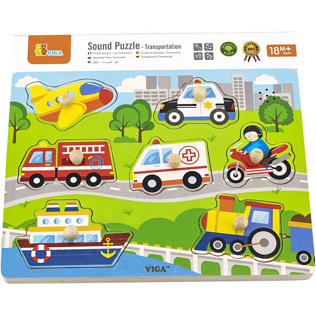 Viga Holzpuzzle mit Sound, Transport, Maße 33x22,5x3 cm, 1 Stück