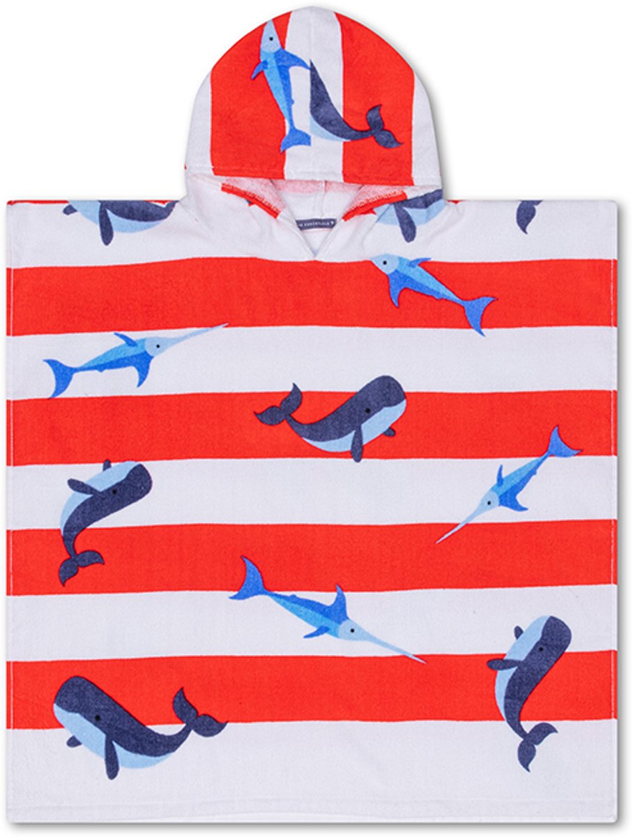 Ocean Stripes | Roter weißer Strandponcho 65 x 65 cm
