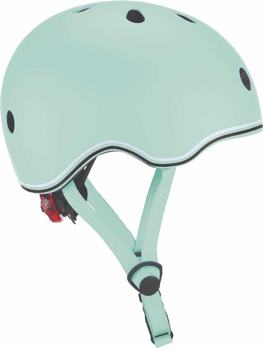 Globber Kinderhelm – Go Up – pastellgrün – verstellbar von 45–51 cm – mit Beleuchtung – starke Polycarbonat-Außenschale