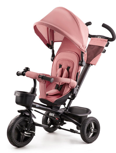 Kinderkraft Aveo Dreirad – für 9 Monate bis 5 Jahre – drehbarer Sitz, verstellbare Schiebestange, pannensichere Räder und Sicherheitsgurte – rosa