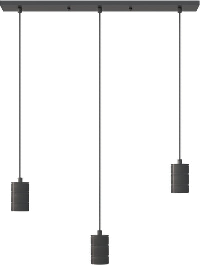 Calex Retro-Deckenleuchte – 3x E27 – Industrie-Hängelampe – 10 x 70 cm Pendelleuchte – Schwarz