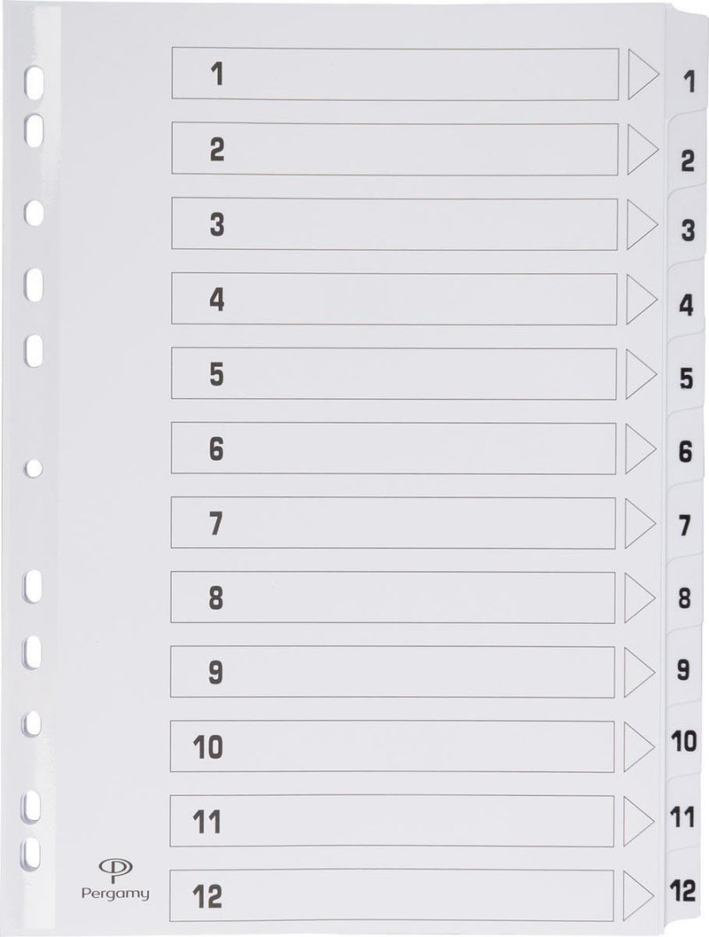Pergamie-Registerkarten mit Registerblatt, ft A4, 11-Loch-Perforation, Karton, Set 1-12