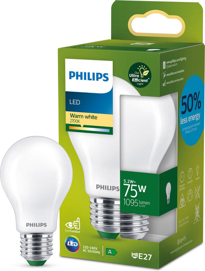 Philips LED Philips ultraeffiziente LED-Lampe matt – 75 W – E27 – warmweißes Licht