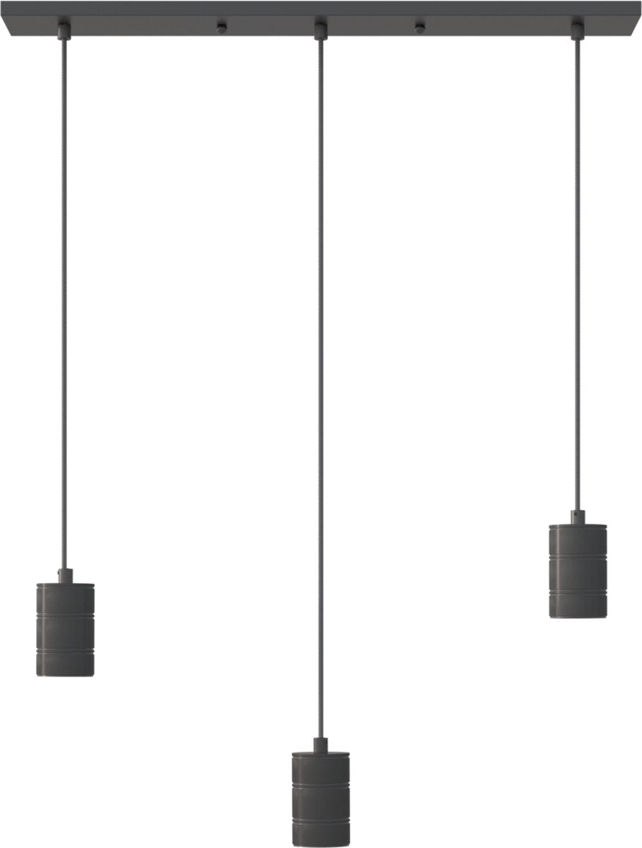 Calex Retro-Deckenleuchte – 3x E27 – Industrie-Hängelampe – 10 x 70 cm Pendelleuchte – Schwarz