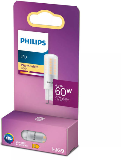 Philips LED-Kapsel transparent – 60 W – G9 – warmweißes Licht