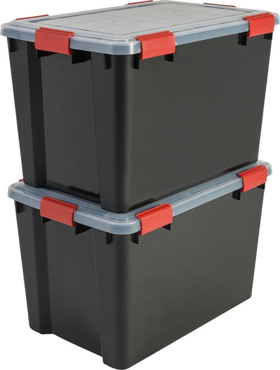 Luftdichte Aufbewahrungsbox Iris – 70 l – Kunststoff – Schwarz Rot – 2er-Set